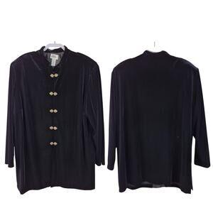 JBS Black Velvet Vintage Metal Spade Hook Loop Buttons Jacket Blazer Tunic 4 XL